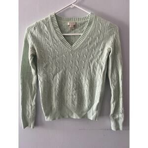 J.Crew Sweater Women's XXS Mint Green Merino Wool Cable Knit Academia Preppy